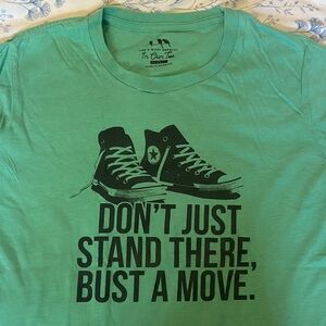Ruby’s Rubbish Green Graphic Tee with Black Sneaker Print